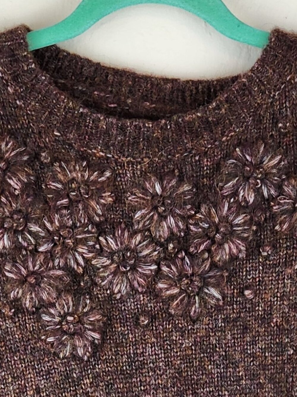 dRA Anthropologie Cynthia Floral Wool Blend Puff Sleeve Sweater Brown sz L - Picture 4 of 10